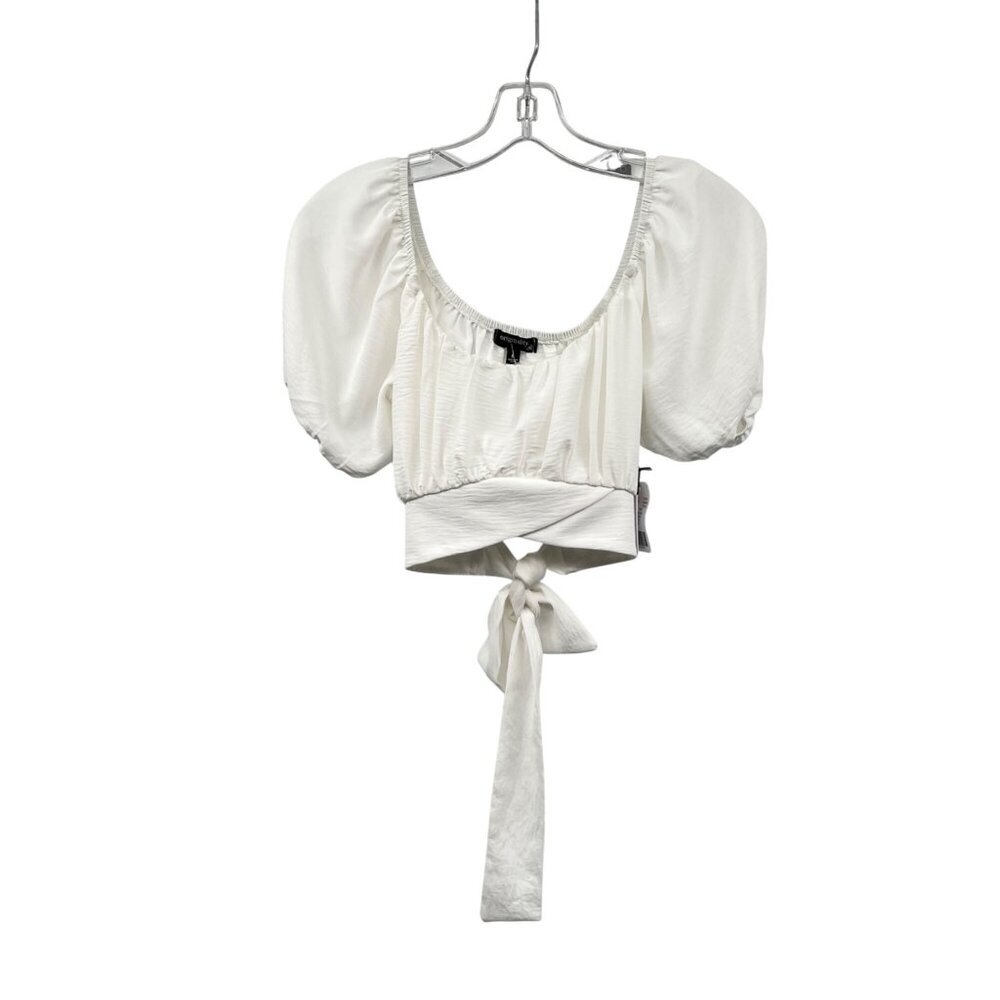 Originality Womens Crop Top Short Sleeve Tie Back White Size Large New